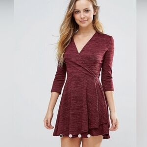 Tacera 3X Cross Front Dress Burgundy Lovely Plus Classic Boho 2740-BB